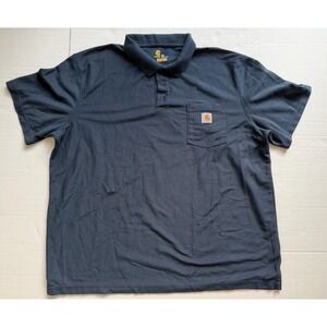 Carhartt Men's Blue 2XL Short Sleeve Polo Shirt with Chest Pocket, Collared Knit